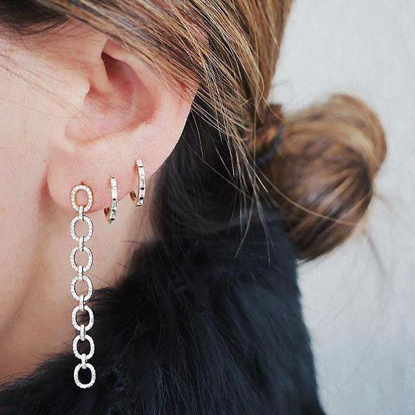 Diamond Baguette Huggie Earrings