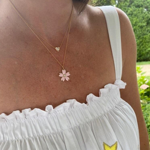 Enamel Cherry Blossom Pendant