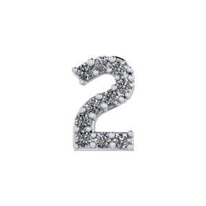 Mini Slider Pave Number 2 Charm