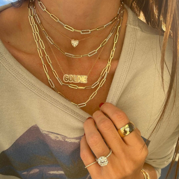 Paperclip Necklace with Diamond Links