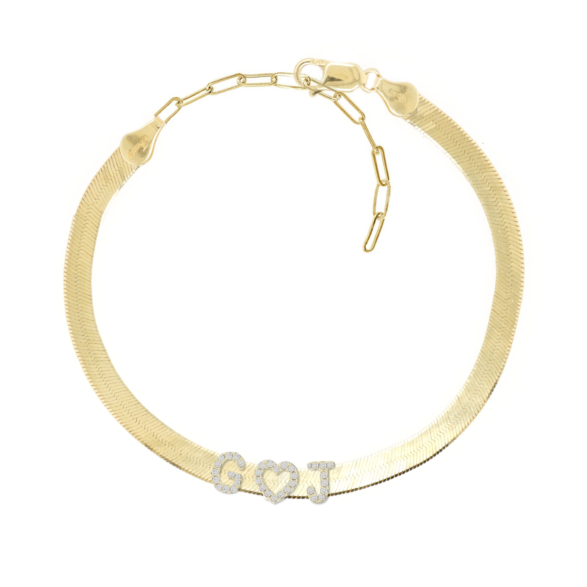Herringbone Anklet with Pave Charms