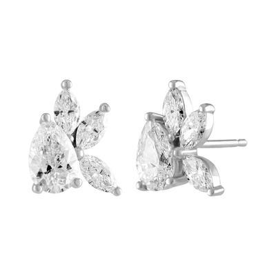 Pear and Marquise Diamond Cluster Earrings