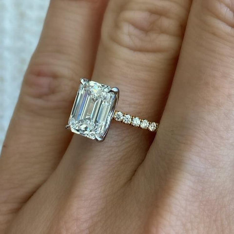 2.53 Carat Emerald Cut Engagement Ring with Diamond Pavé