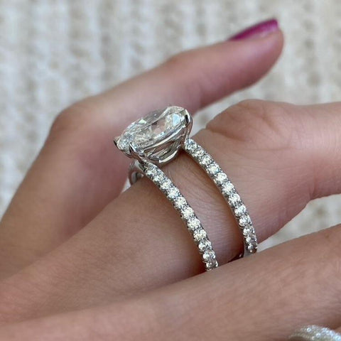 2.09 Carat Oval Cut Engagement Ring with Double Diamond Pavé