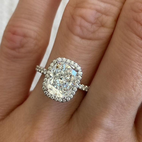 3.01 Carat Cushion Cut Engagement Ring with Pavé Halo