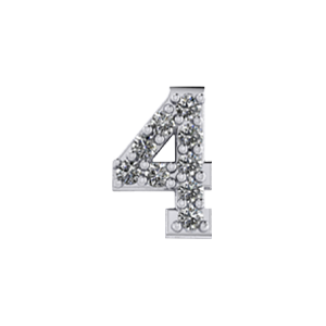 Mini Slider Pave Number 4 Charm