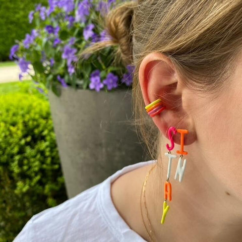 Enamel Drop Letter Earring