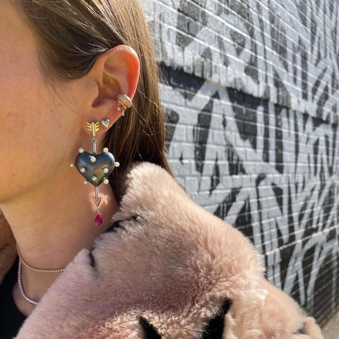 Through the Heart Pearl Earrings