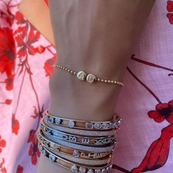 Gold 2-Letter Initial Bead Bracelet