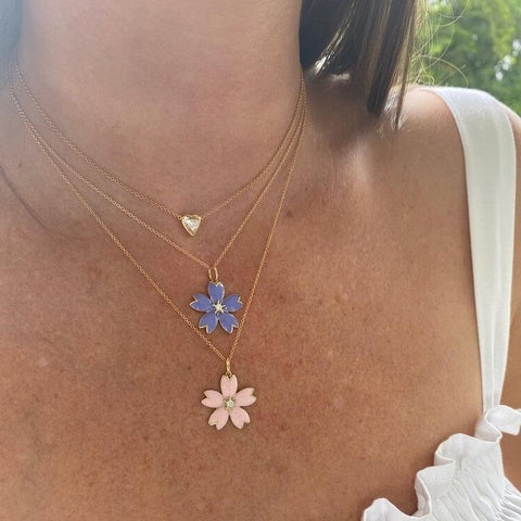 Enamel Cherry Blossom Pendant