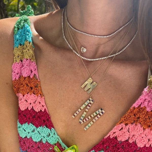 Jumbo Rainbow Initial Necklace