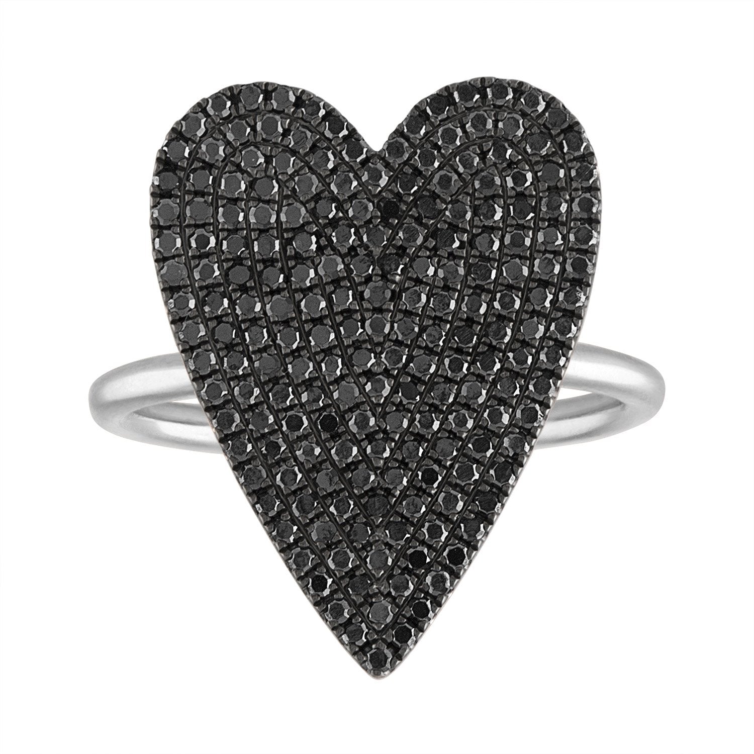 Black Diamond Pave Jumbo Heart Ring