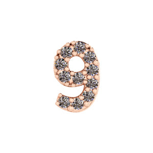 Mini Slider Pave Number 9 Charm