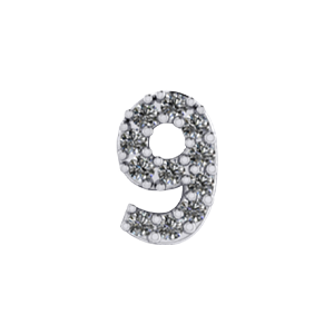 Mini Slider Pave Number 9 Charm
