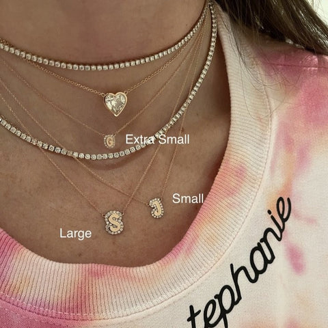 Extra Small Bubble Name with Pave Outline Necklace