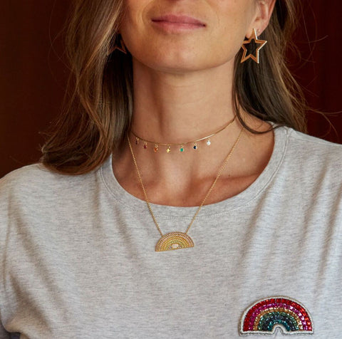 Gold and Diamond Star Earrings