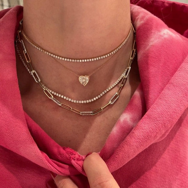 Paperclip Necklace with Diamond Links