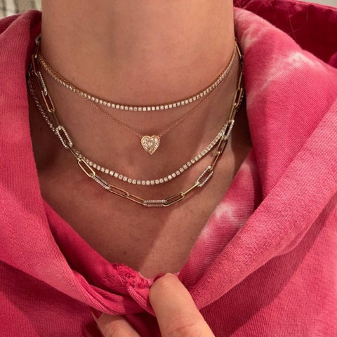 Paperclip Necklace with Diamond Links
