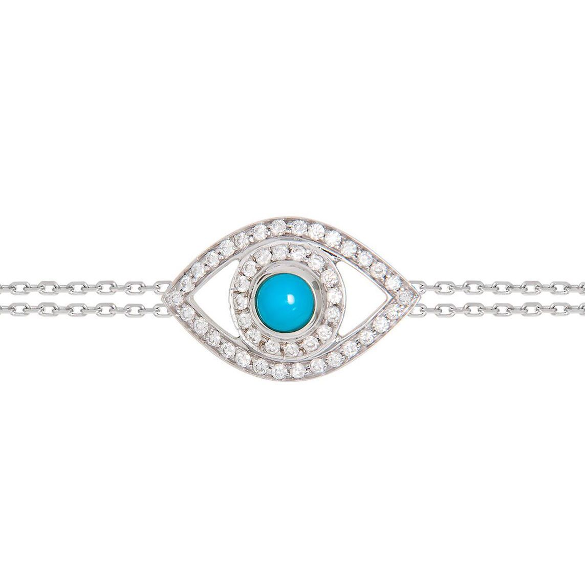 Diamond and Turquoise Eye Bracelet