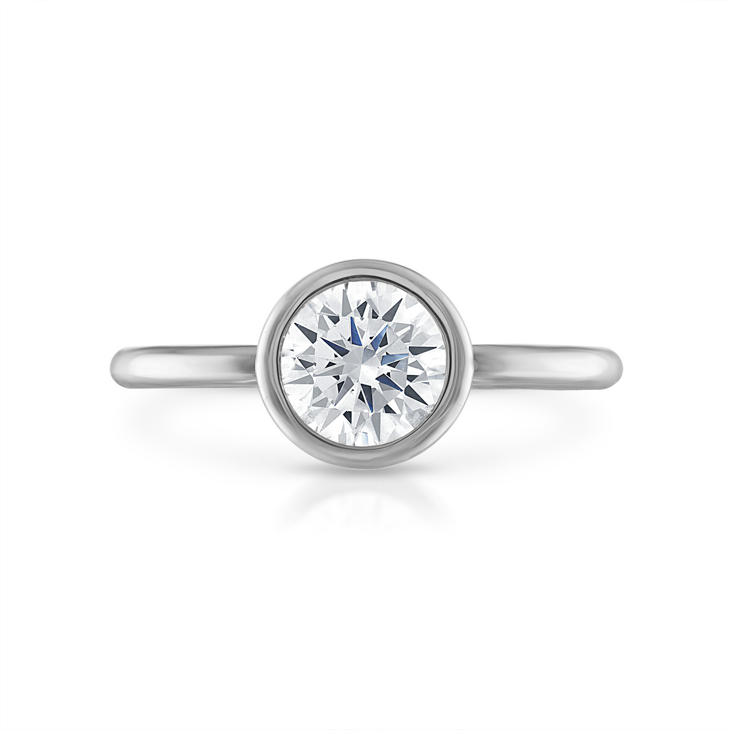 Round Bezel Engagement Ring in Platinum