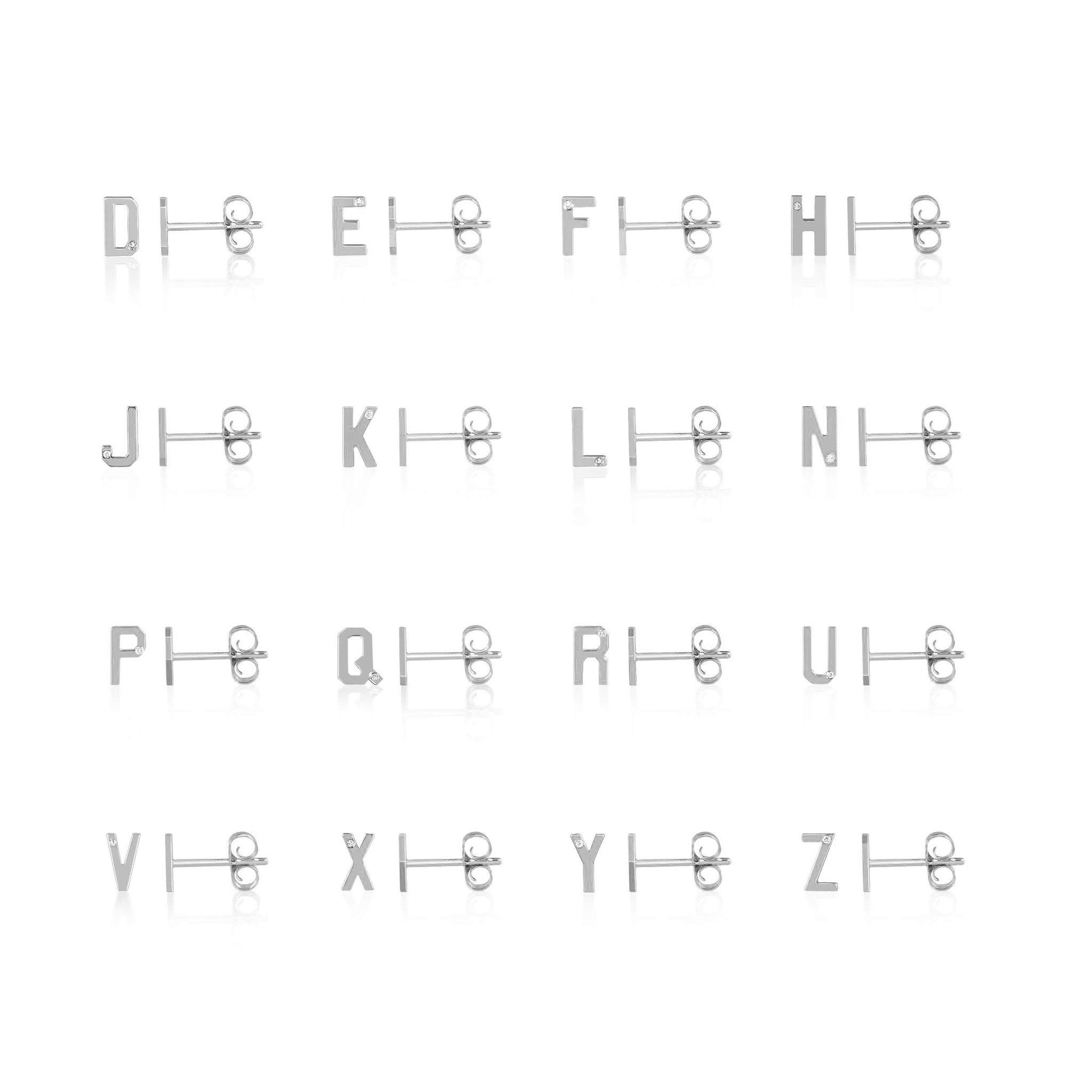 Mini Initial Studs with Single Diamond
