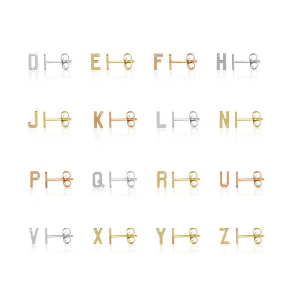 Mini Initial Studs with Single Diamond