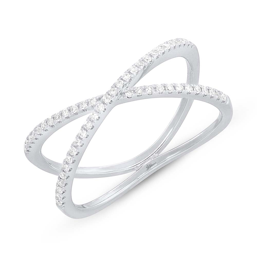 Criss Cross Ring in White Gold
