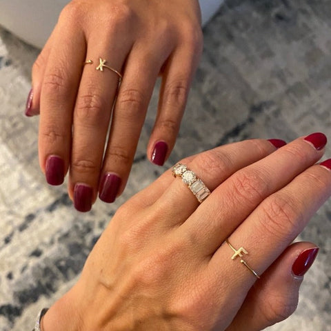 Mini Initial with Single Diamond Ring V2