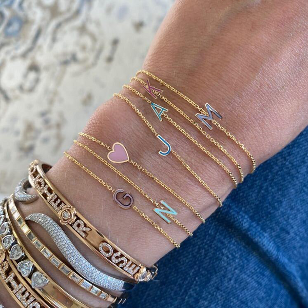 Enamel Letter Bracelet