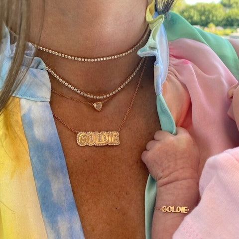 Large Bubble with Pave Outline Necklace