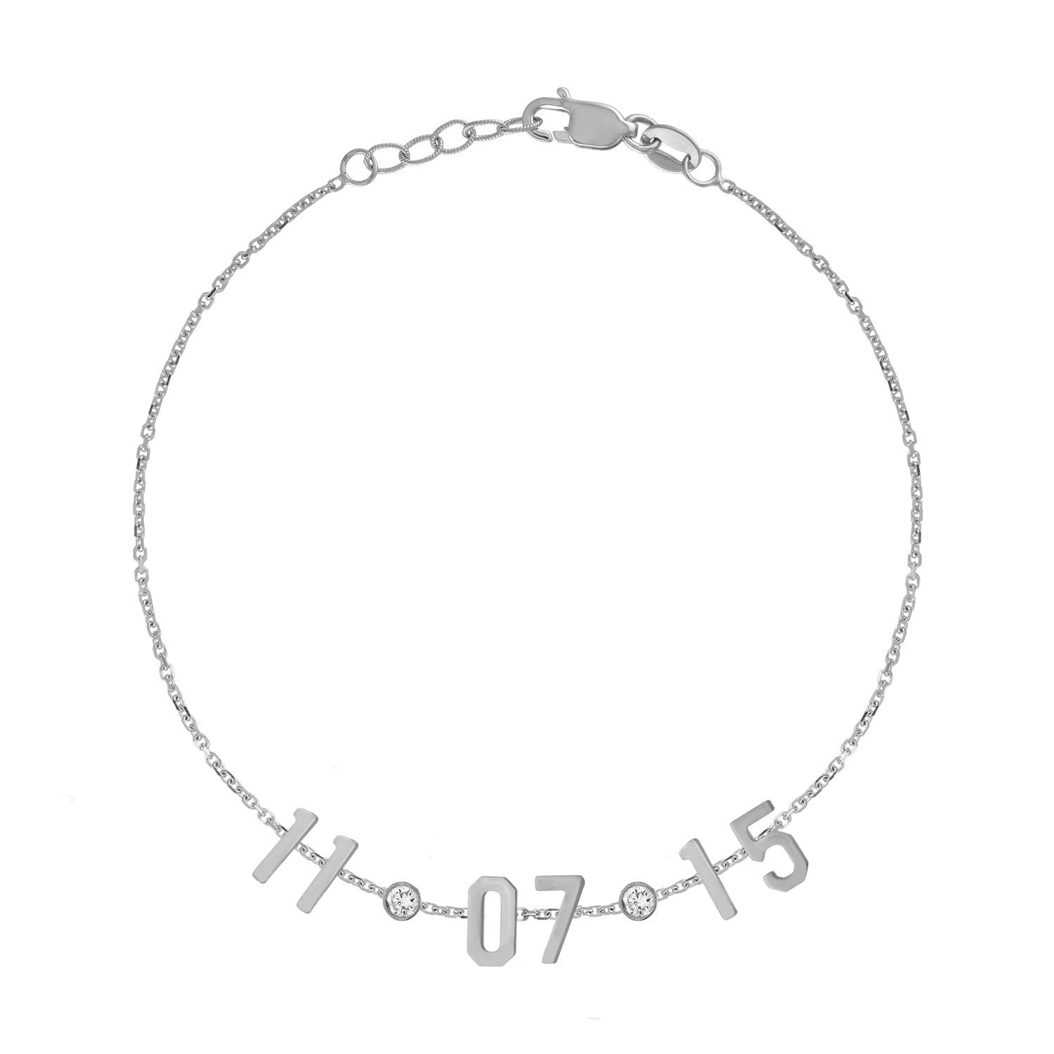 Mini Date Bracelet with Diamond Bezels