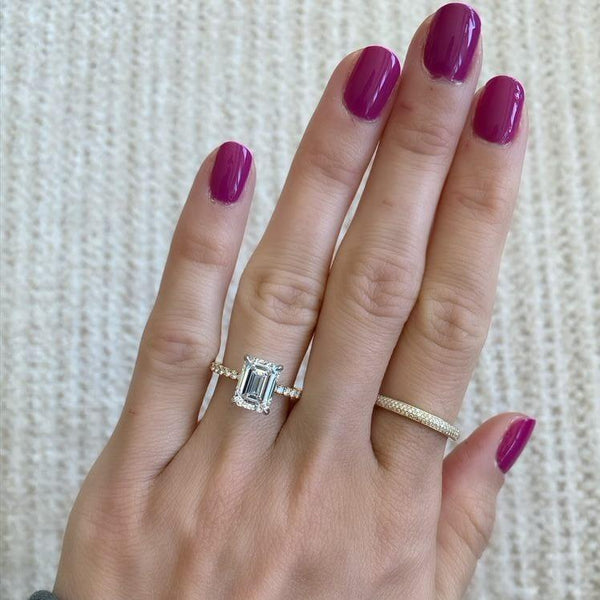 2.53 Carat Emerald Cut Engagement Ring with Diamond Pavé