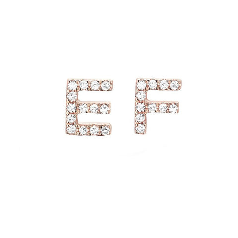 Mini Diamond Initial Stud Earrings