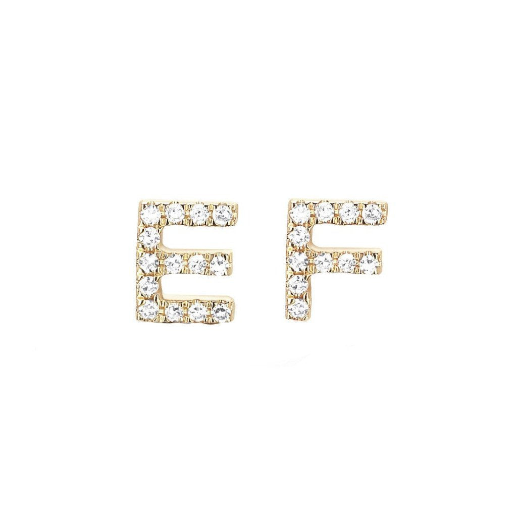 Mini Diamond Initial Stud Earrings