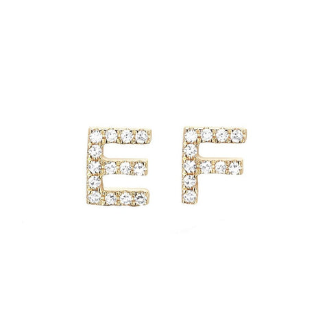 Mini Diamond Initial Stud Earrings