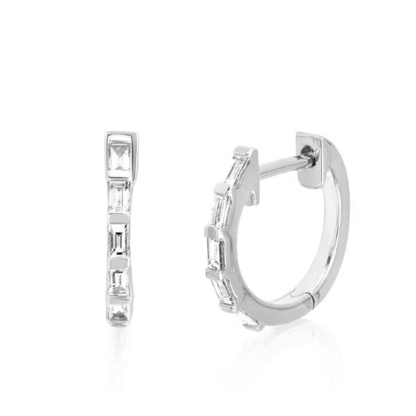 Diamond Baguette Huggie Earrings
