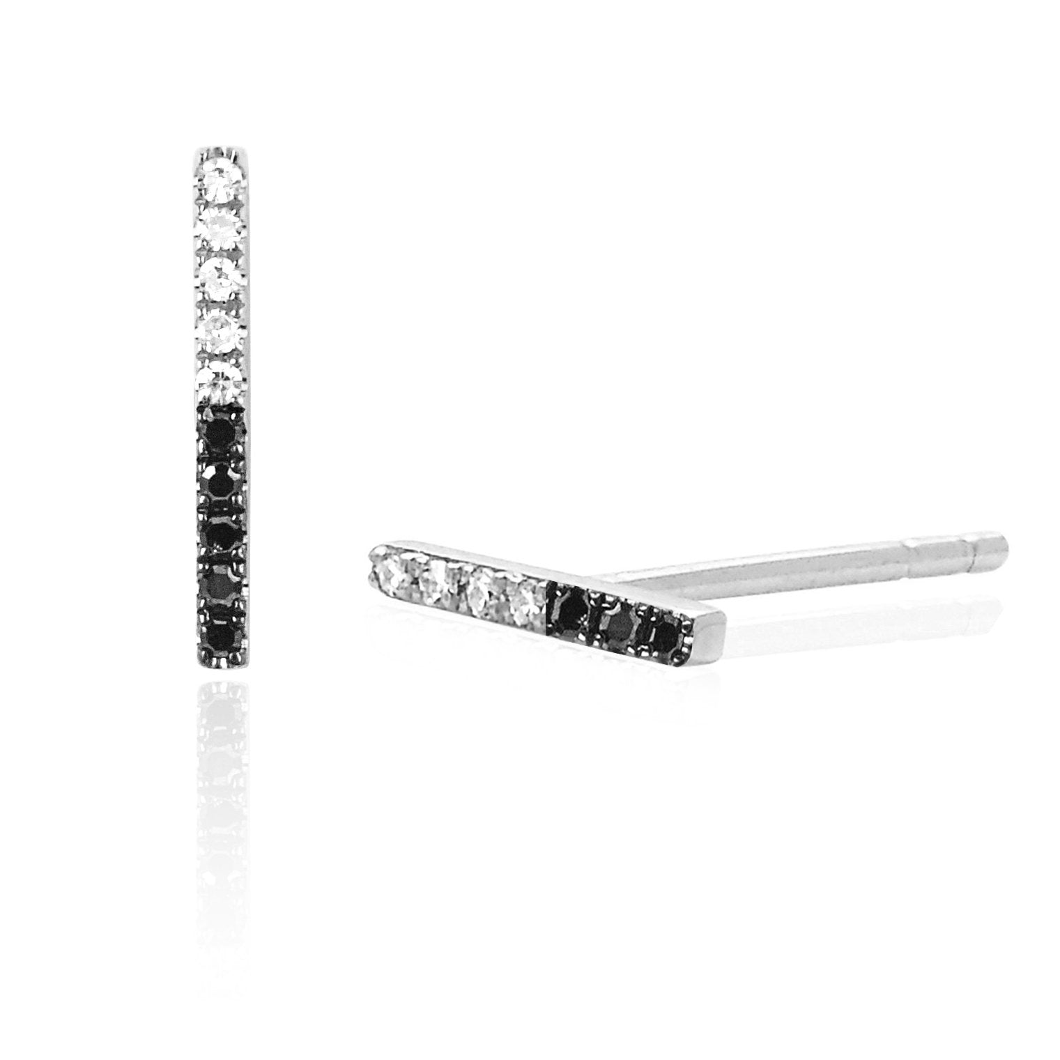 Two Tone Diamond Bar Earrings