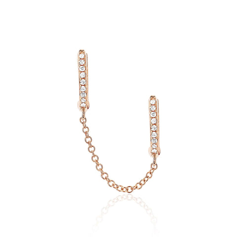 Diamond Double Huggie Chain Earring