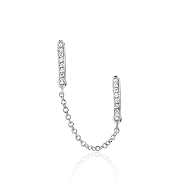 Diamond Double Huggie Chain Earring