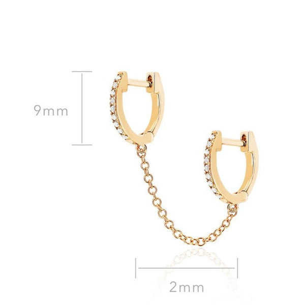 Diamond Double Huggie Chain Earring