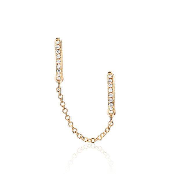 Diamond Double Huggie Chain Earring