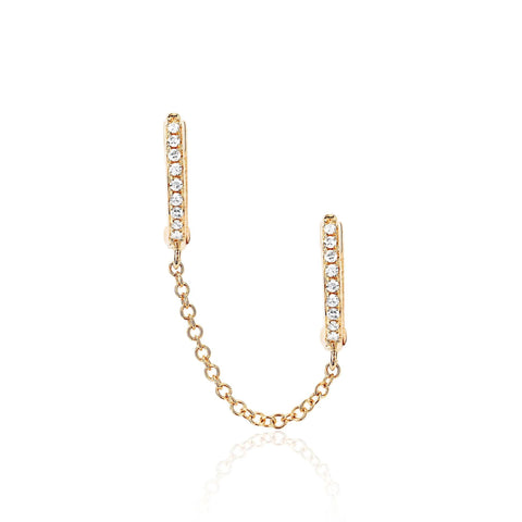 Diamond Double Huggie Chain Earring