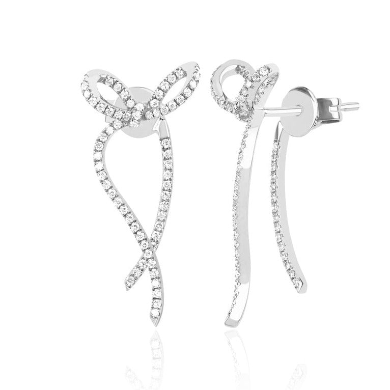 Diamond Bow Earrings in White Gold