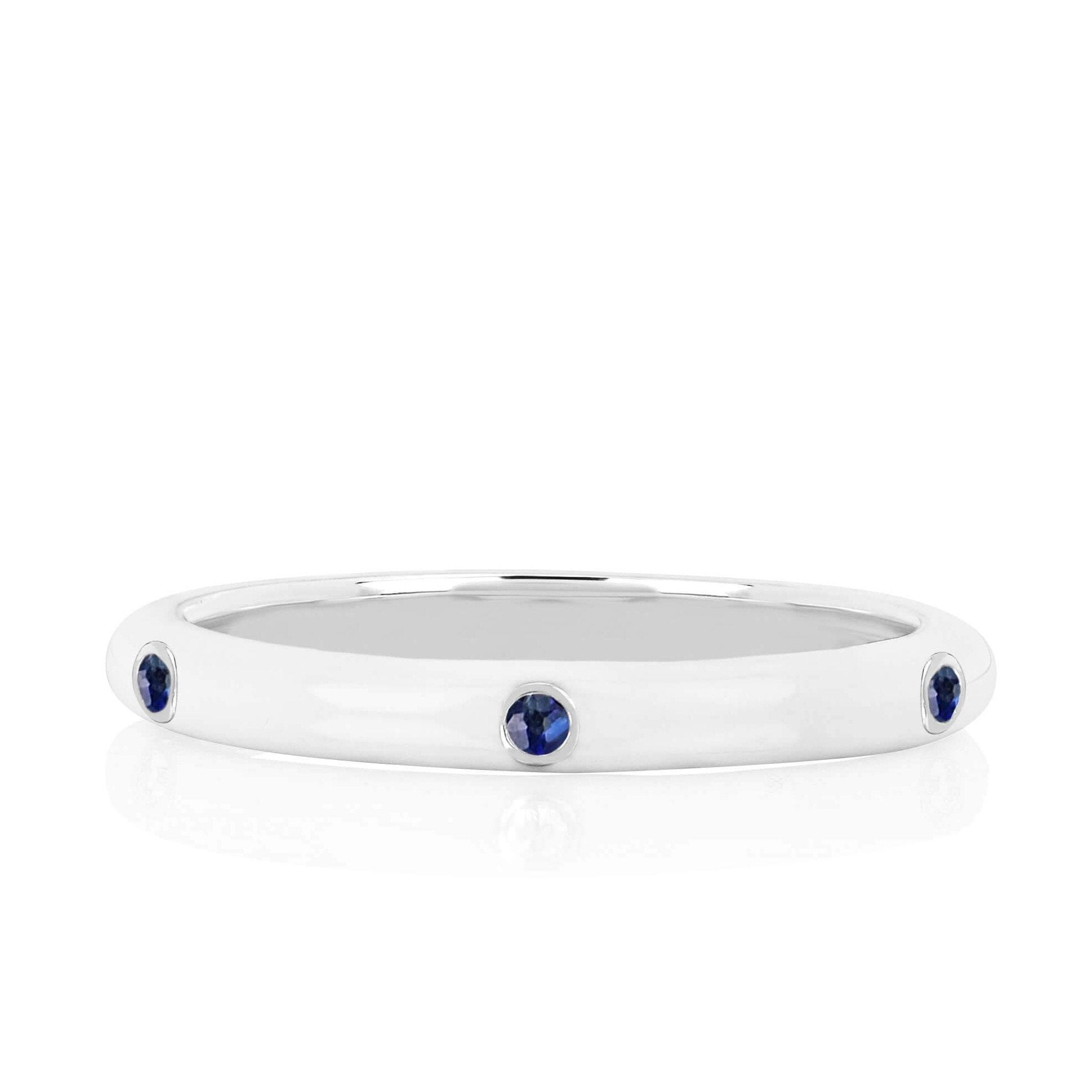 3 Gemstone and White Enamel Stack Ring