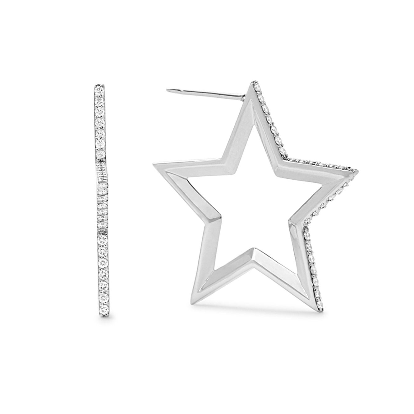 Gold and Diamond Star Earrings