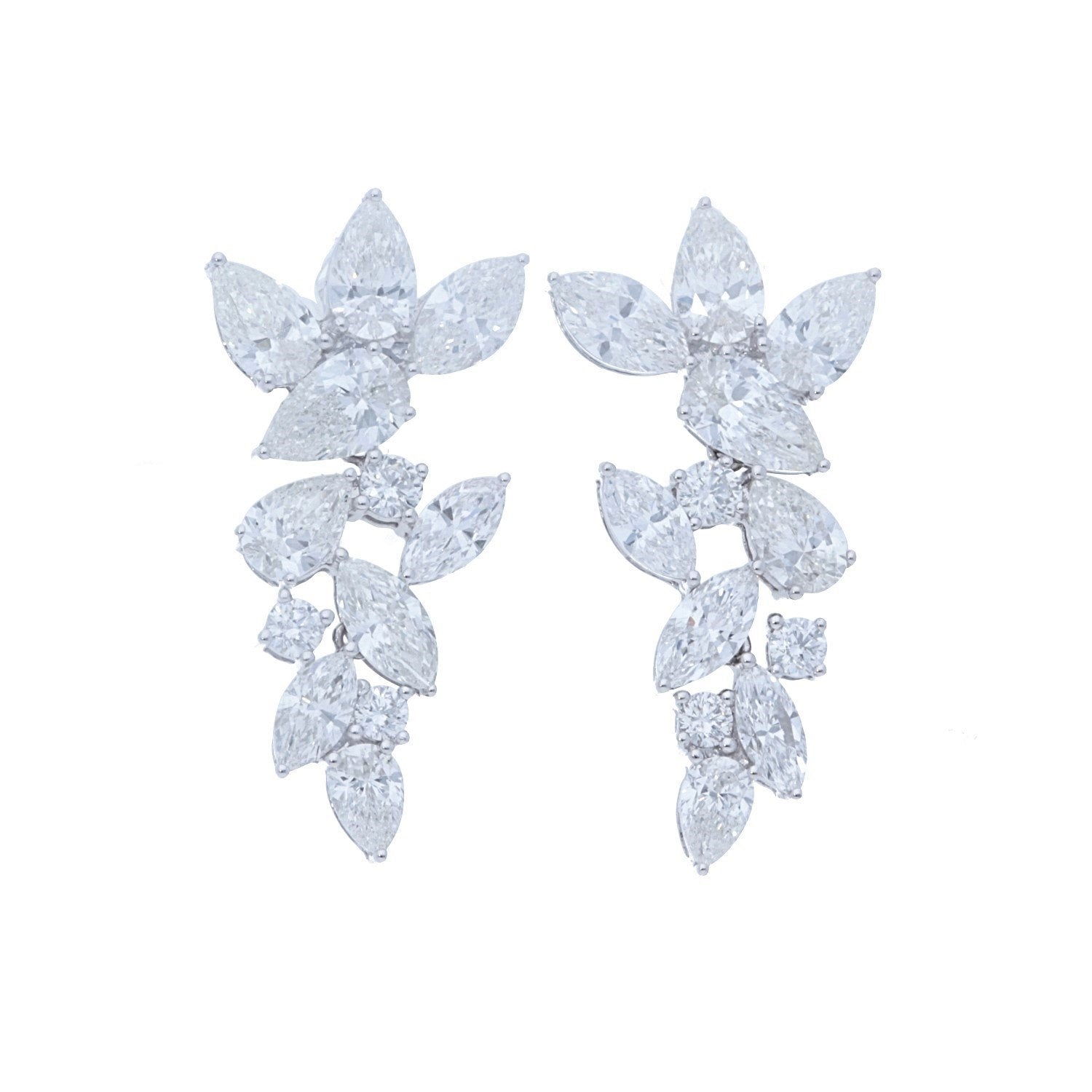 Marquise and Pear Shape Cluster Drop Earrings