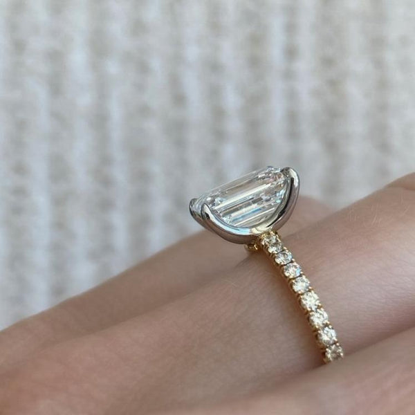 2.53 Carat Emerald Cut Engagement Ring with Diamond Pavé