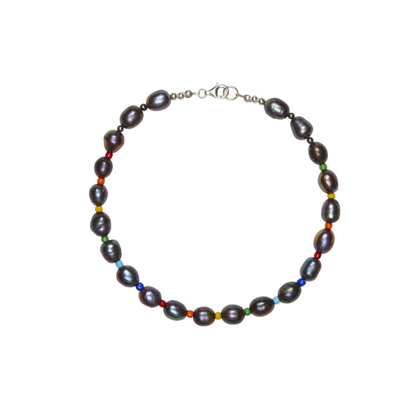 Black Baroque Pearl Collar Necklace