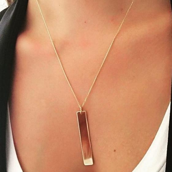Gold Vertical Nameplate Necklace