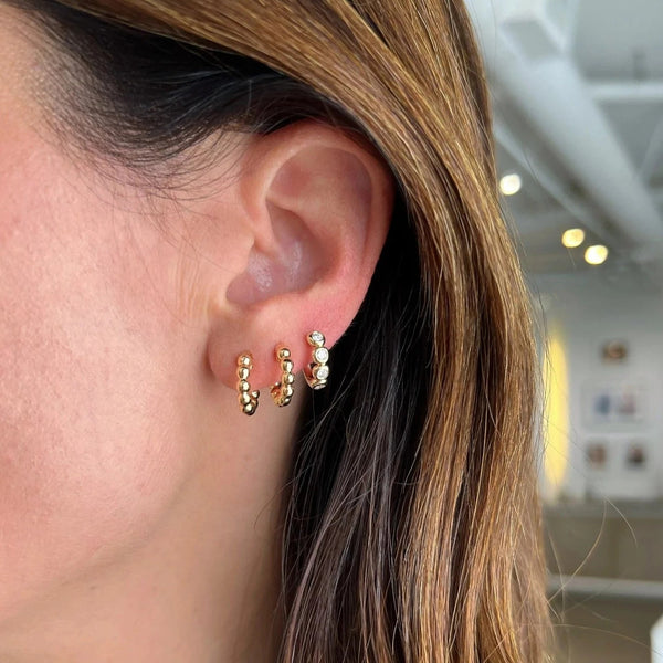 Gold Ball Hoop Earrings